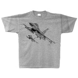 F-16 Falcon Sketch Adult T-shirt Athletic Heather