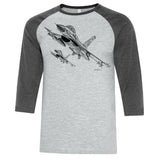 F-16 Falcon Sketch Adult T-shirt Baseball