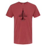 F-16 Falcon Vintage Vertical Garment Dyed Adult T-shirt Crimson