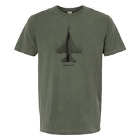 F-16 Falcon Vintage Vertical Garment Dyed Adult T-shirt Monterey Sage