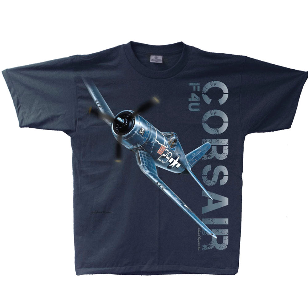 Vought F4U Corsair Geschenk WW2 Flugzeug Worn Effect Silhouette T-shirt