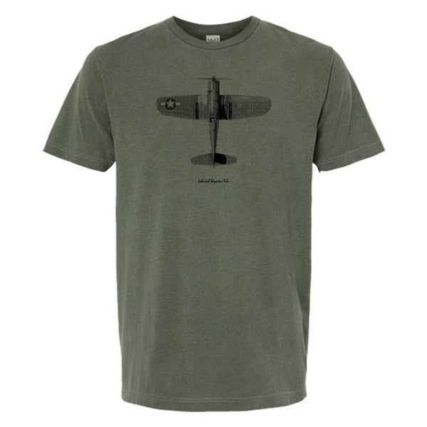 F4U Corsair Vintage Vertical Garment Dyed Adult T-shirt Monterey Sage