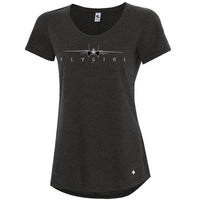 Ladies Fly Girl F-14 Tomcat T-shirt Charcoal Heather