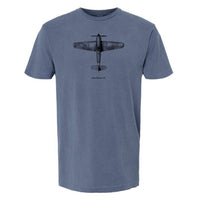 Hawker Typhoon Vintage Vertical Garment Dyed Adult T-shirt Blue Jean