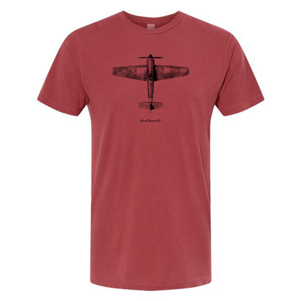 Hawker Typhoon Vintage Vertical Garment Dyed Adult T-shirt Crimson