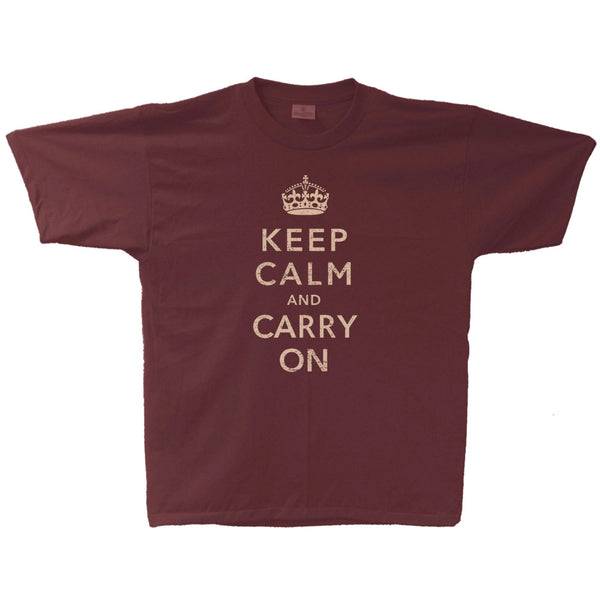 Keep Calm and Carry On Vintage Adult T-shirt Maroon