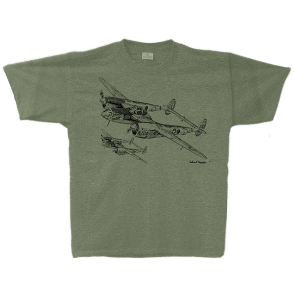 P-38 Lightning Sketch Adult T-shirt