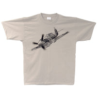 P-40 Warhawk Sketch Adult T-shirt Sand