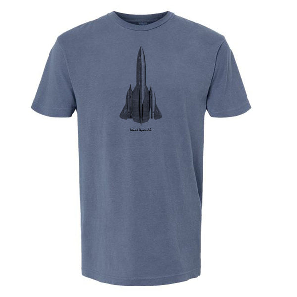 SR-71 Blackbird Vintage Vertical Garment Dyed Adult T-shirt Blue Jean