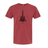 SR-71 Blackbird Vintage Vertical Garment Dyed Adult T-shirt Crimson